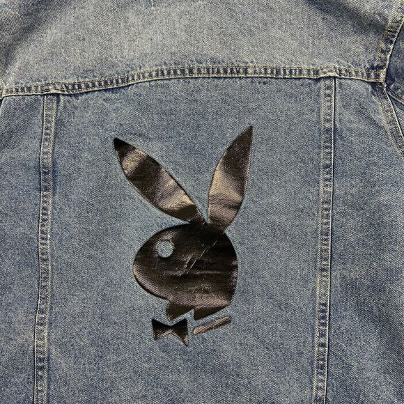 Playboy for Pacsun Jacket Mens Large Denim Posse Denim Jean Button Up Trucker - Picture 7 of 10